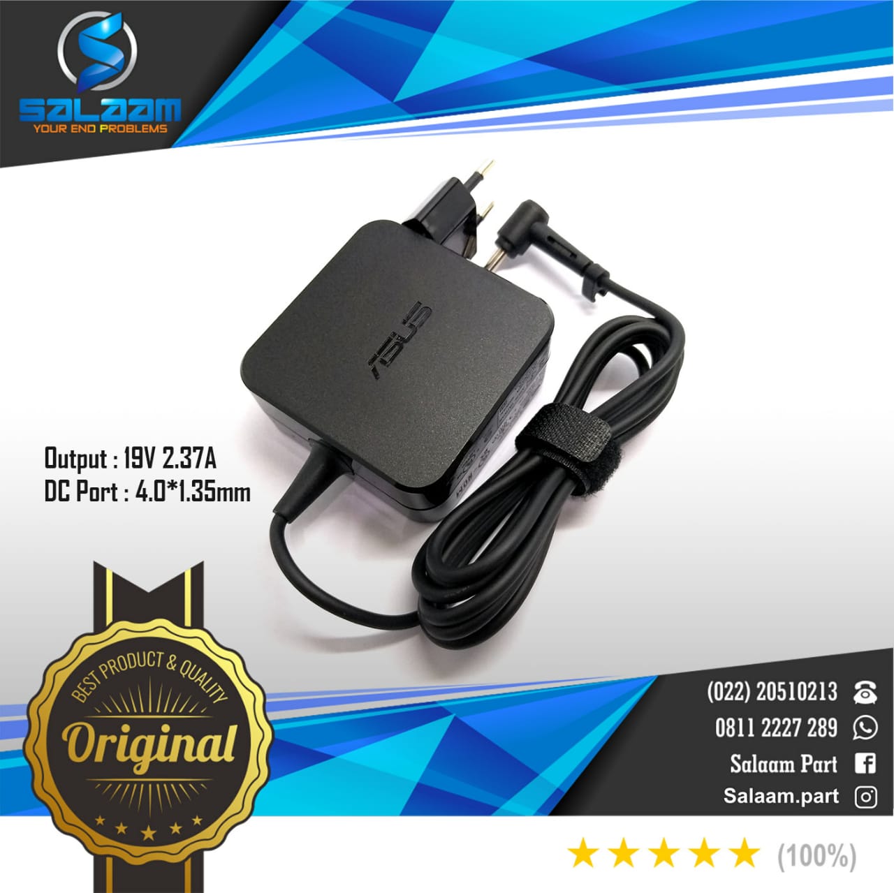 Adaptor Charger Asus 19v 2.37a Original Plugin
