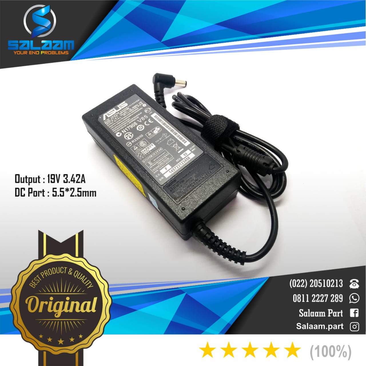 Adaptor Charger Asus 19v 3.42a Original