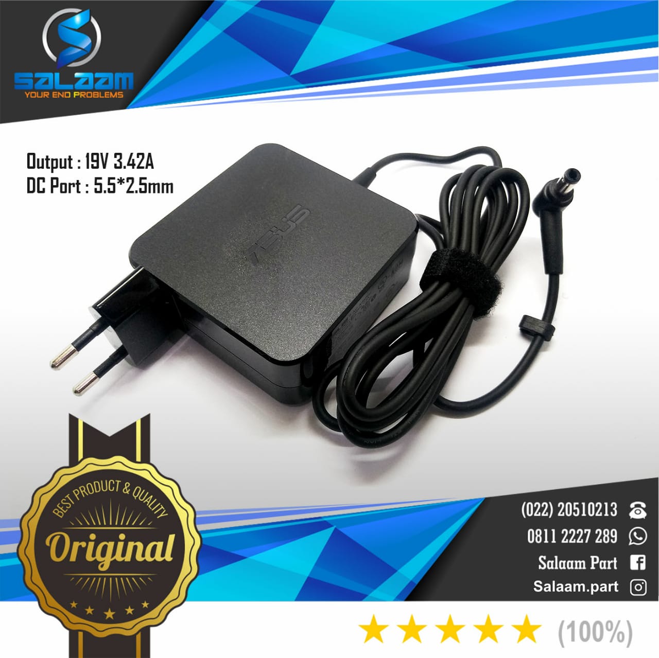 Adaptor Charger Asus 19v 3.42a Original Plugin STD