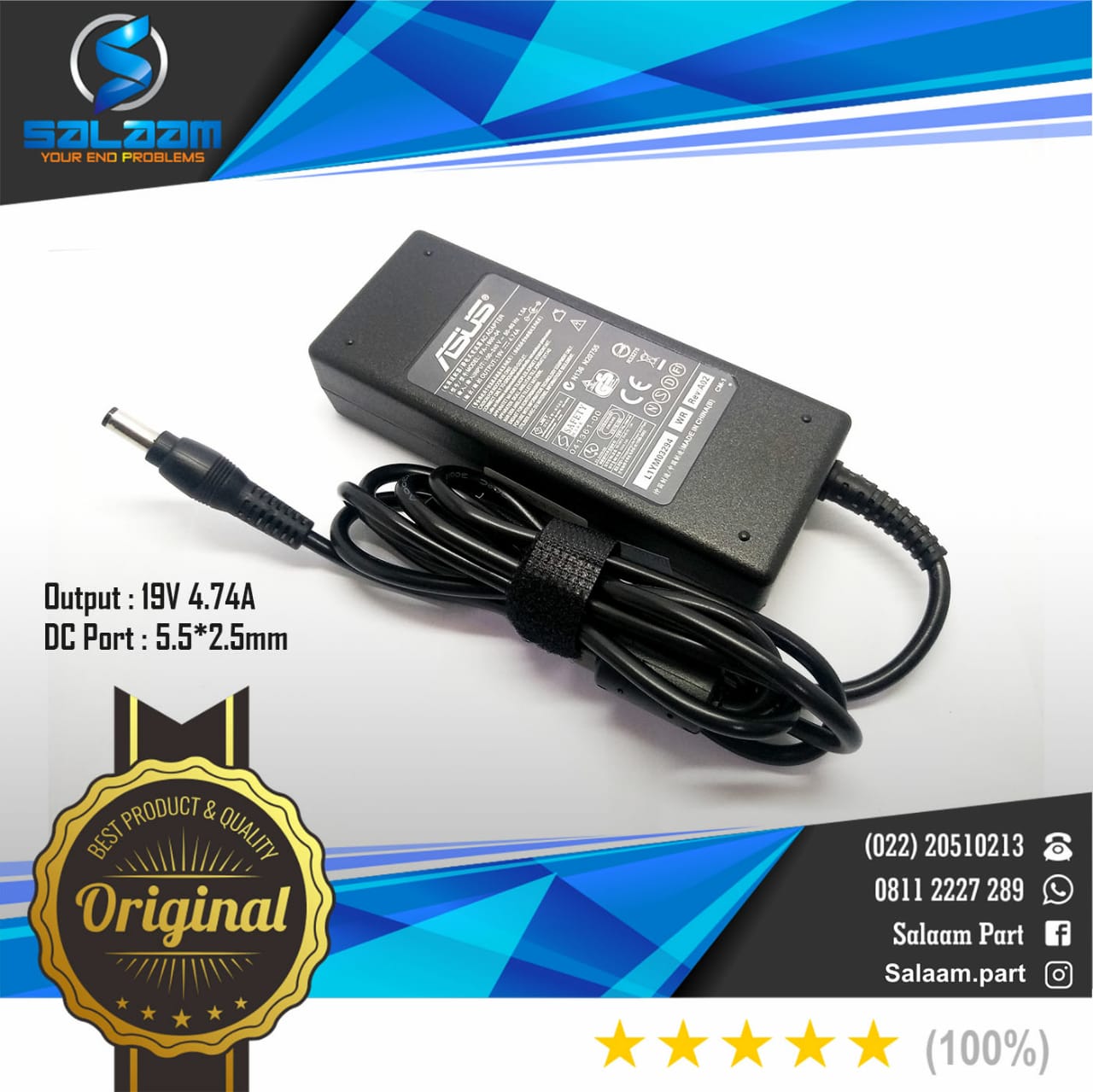 Adaptor Charger Asus 19v 4.74a Original