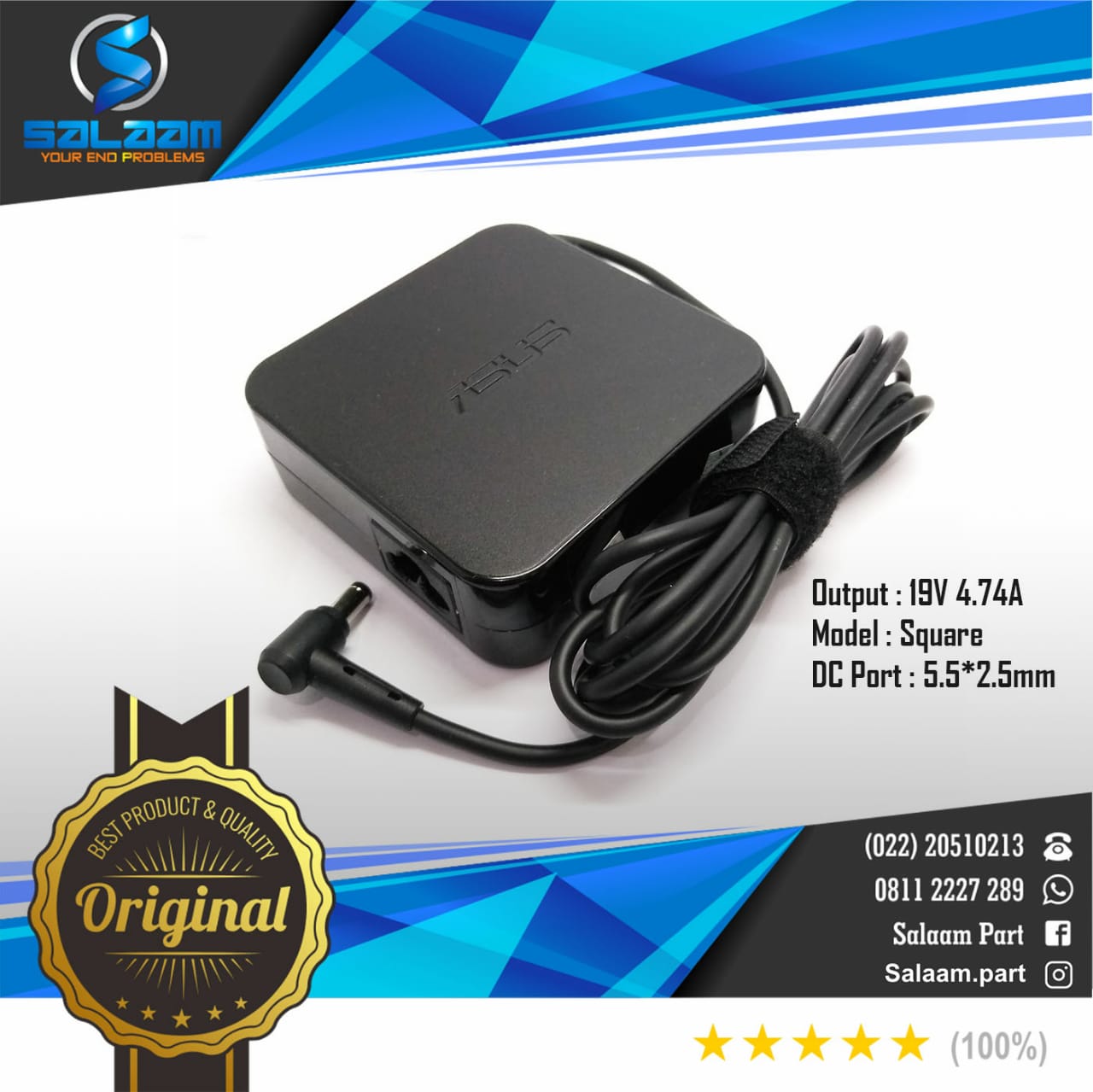 Adaptor Charger Asus 19v 4.74a Original Square