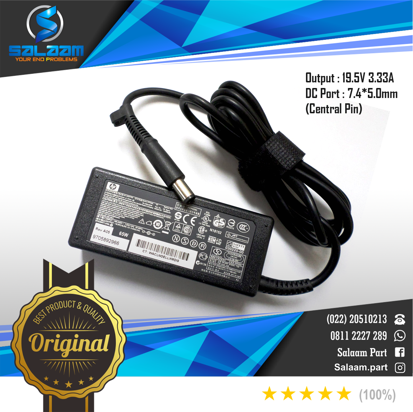 Adaptor Charger Hp 19.5v 3.33a Original