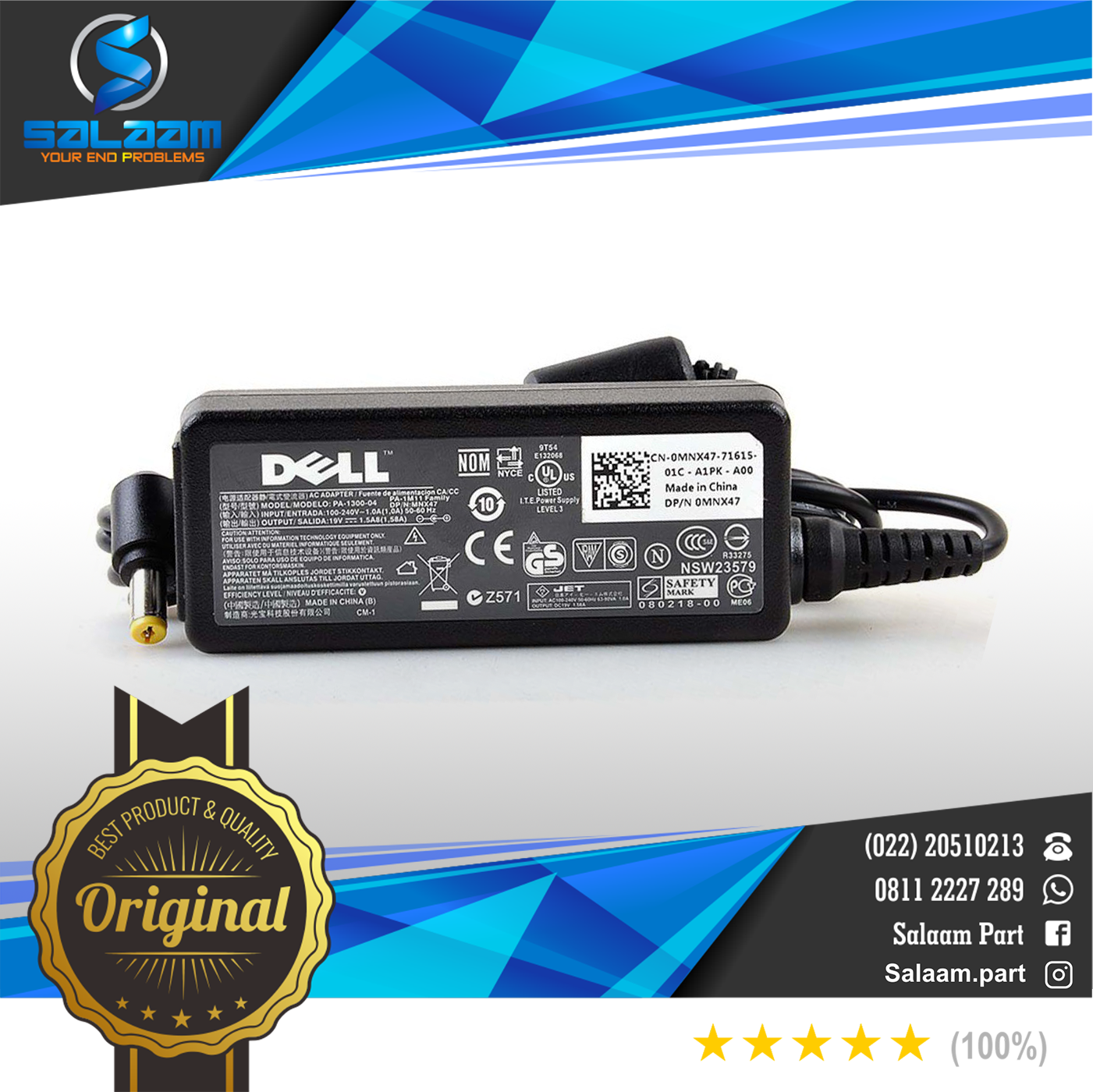 Adaptor Charger Dell 19v 1.58a Original