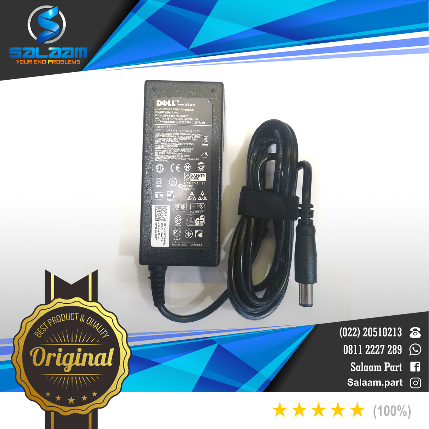 Adaptor Charger Dell 19.5v 3.34a Original