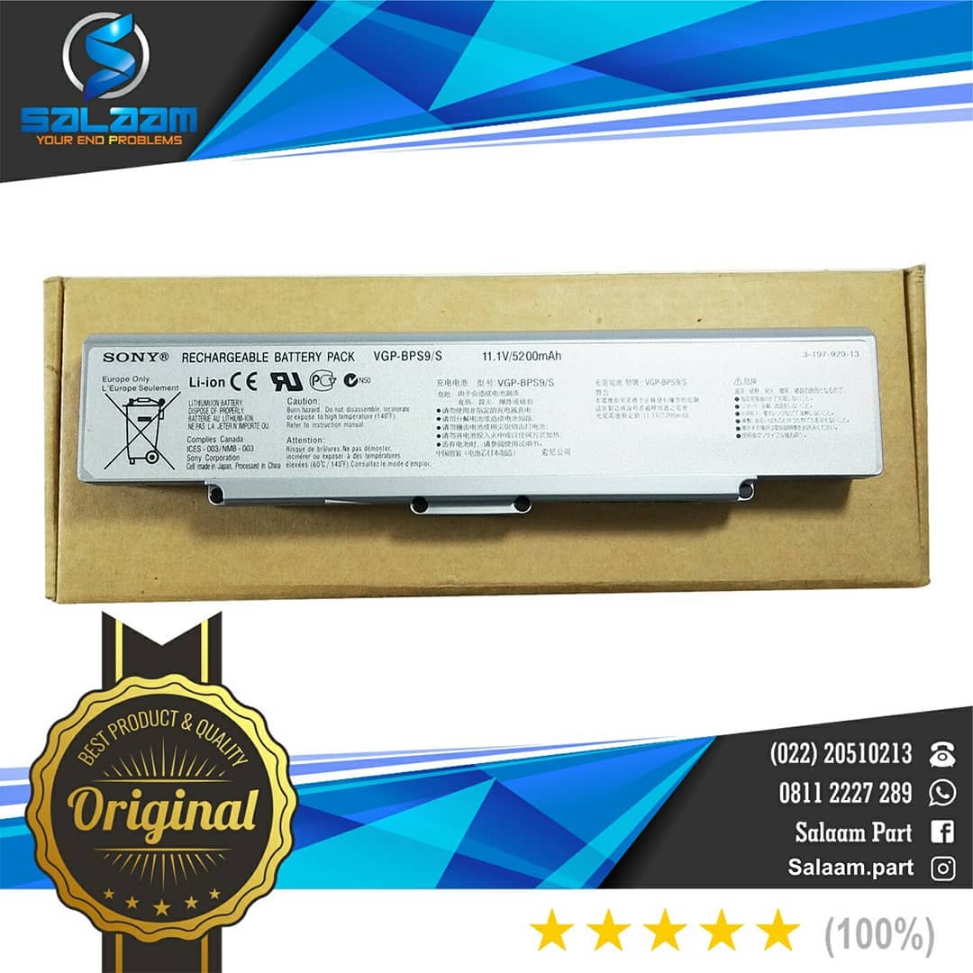 Baterai Sony Vaio BPS9 Silver Original